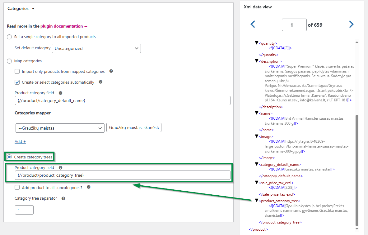 Create WooCommerce product categories based on the import settings, category tree