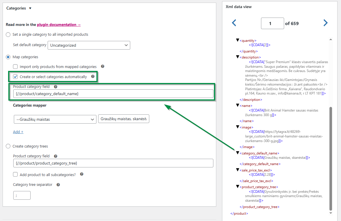 Map catogories in the Dropshipping XML WooCommerce plugin