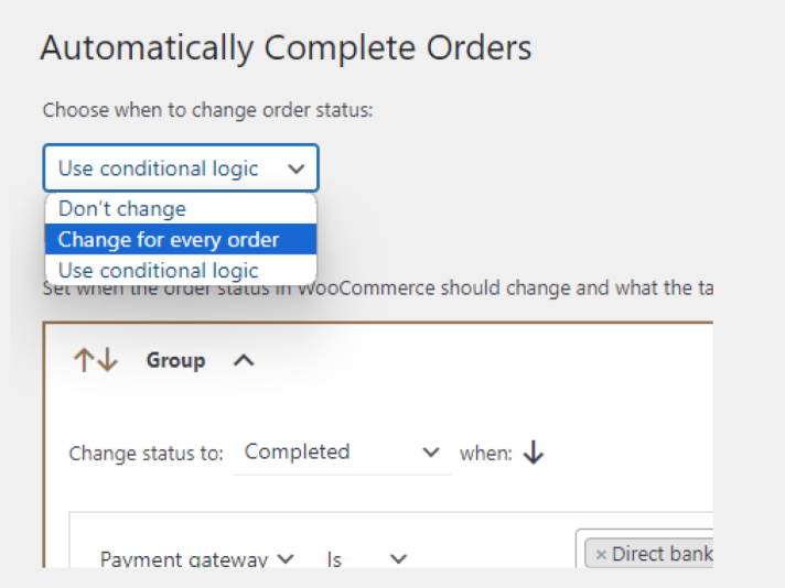Choose when to change order status