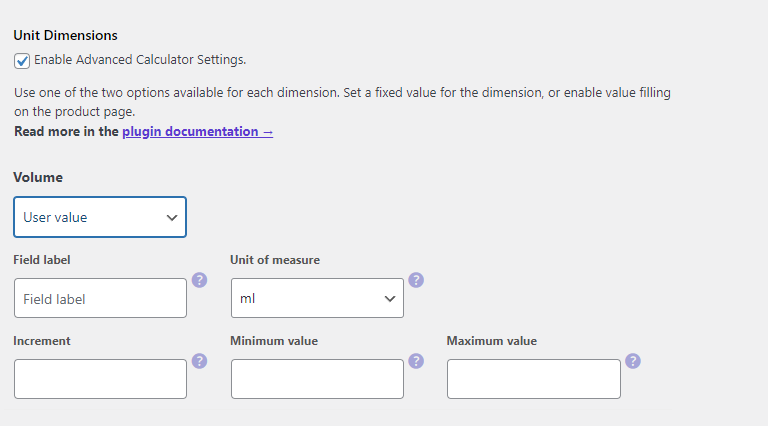 Flexible Quantity Calculator for WooCommerce area units settings