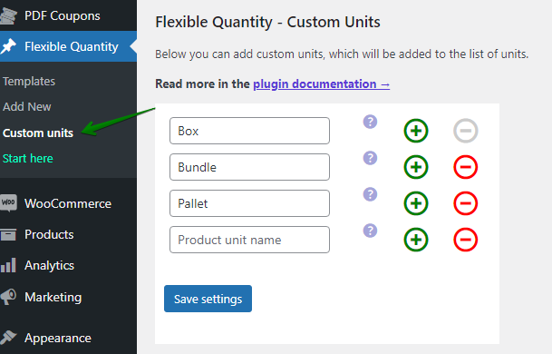 Adding custom units of measure in Flexible Quantity PRO