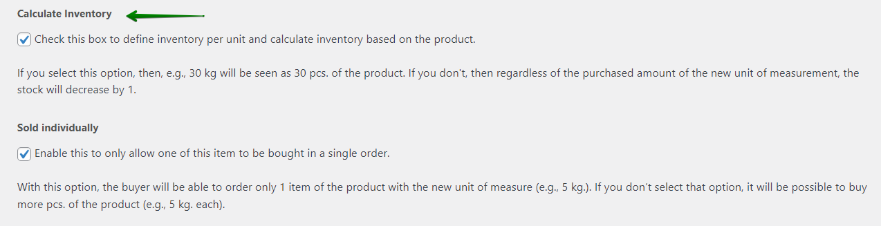 Calculate inventory based on the dimensions and unit quantity calculation