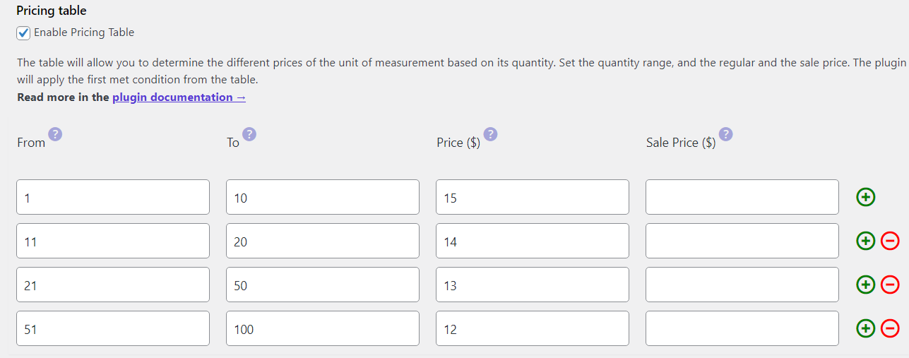 Flexible Quantity - Dynamic Prices based on the quantity of the new unit of measurement in the price calculator plugin for WooCommerce