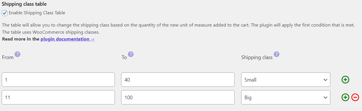 Flexible Quantity - shipping table