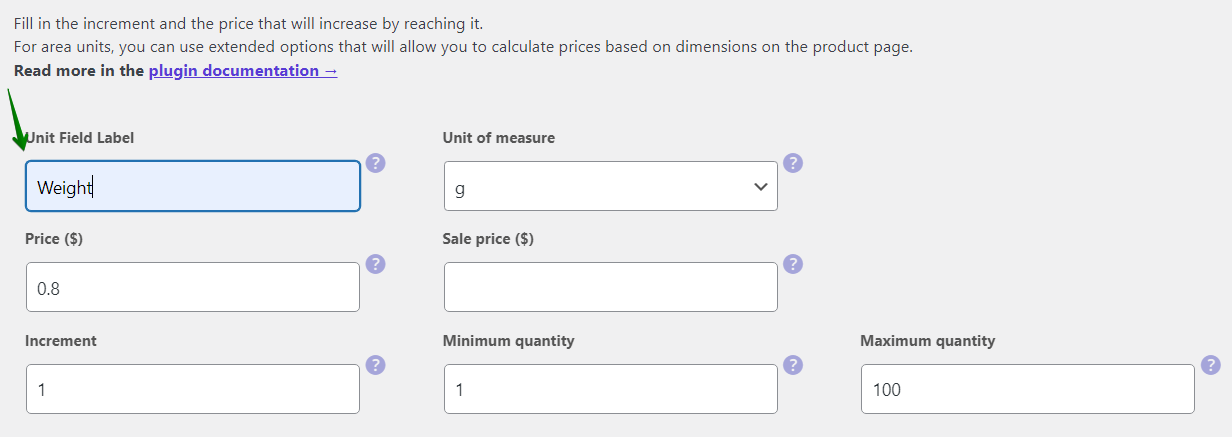 Set the new unit of measure for a product - weight