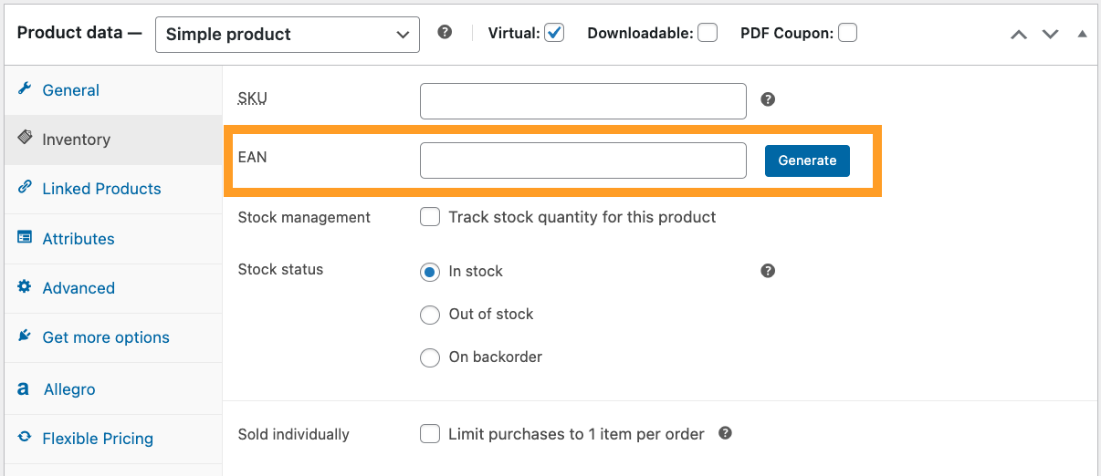 WooCommerce EAN - Generate EAN code in product settings