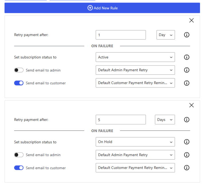 Payment retrials and email notifications for subscriptions