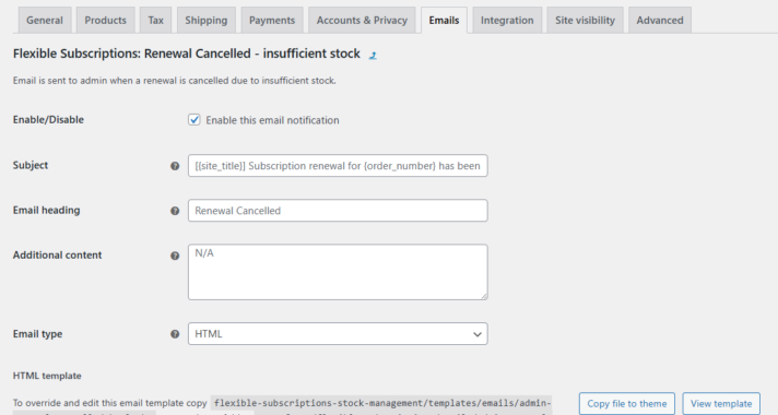 Flexible Subscriptions - cancel subscription based on stock - admin notification