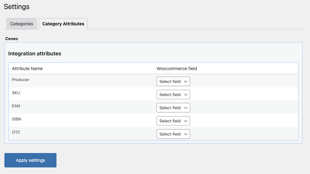 Product Export - attribute mapping