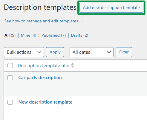 Adding a new description template