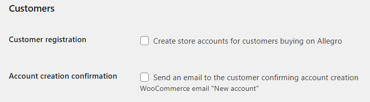 Allegro WooCommerce – customer registration