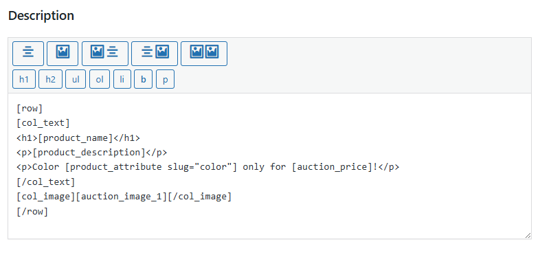 Allegro WooCommerce – description structure in the template