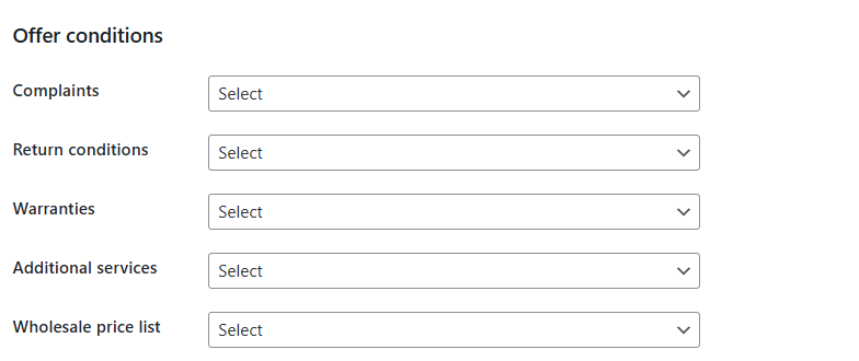 Allegro WooCommerce - offer conditions