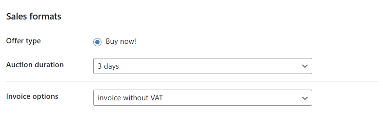 Allegro WooCommerce - sales formats