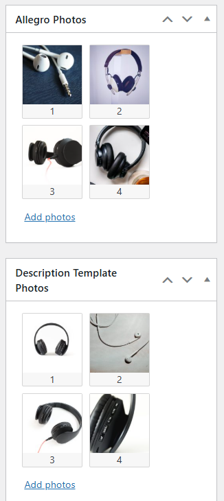 Auction and description template photos