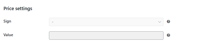 Disabled price modifier fields