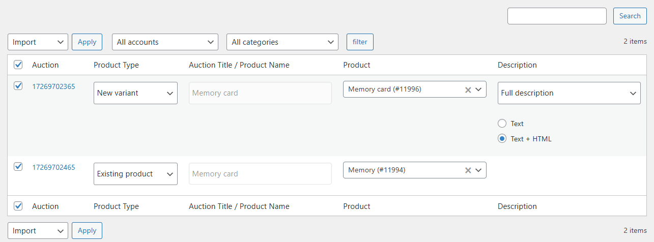 Importing a new variant and linking to an existing product - Allegro WooCommerce import example