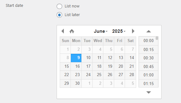 List later option