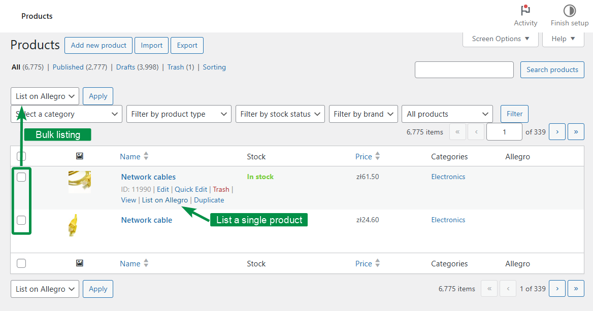 List on Allegro - WooCommerce products