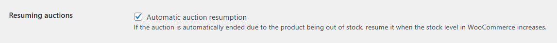 Resuming auctions option in Allegro WooCommerce
