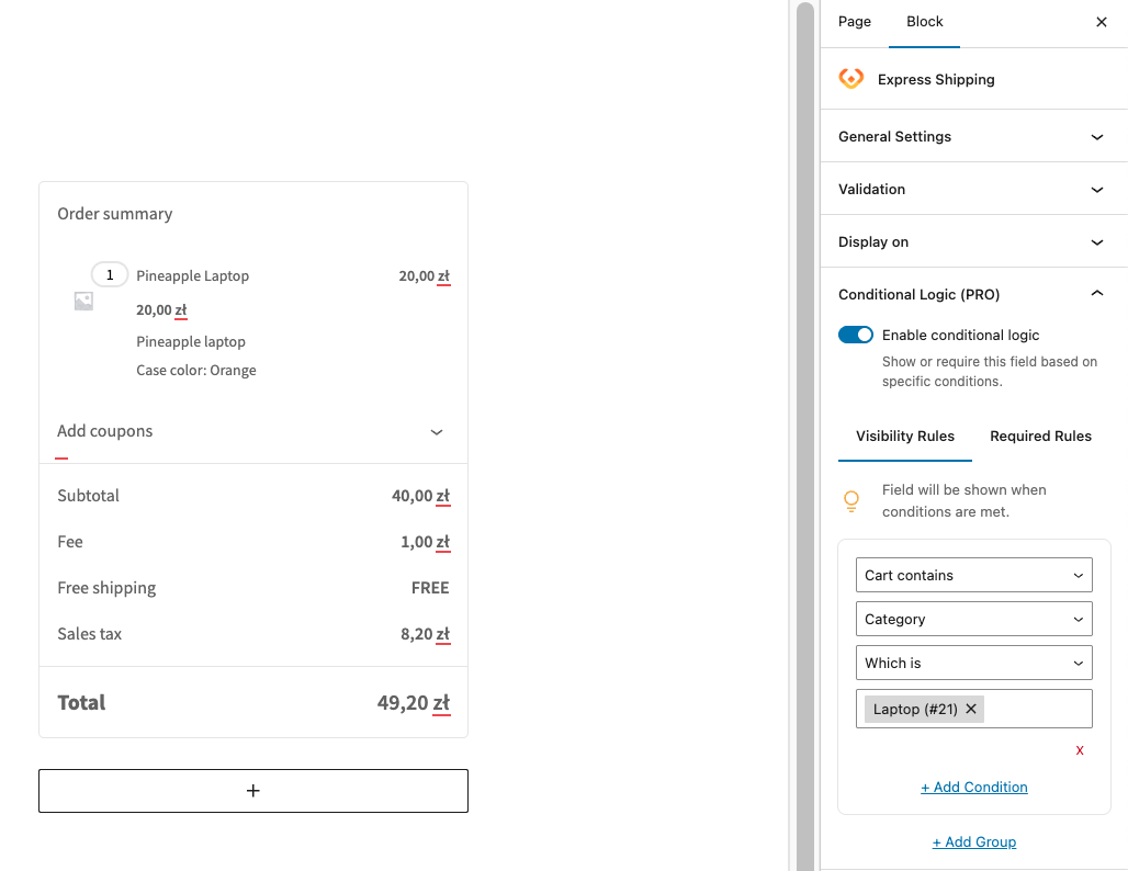 Flexible Checkout Fields - Express Shipping Scenario