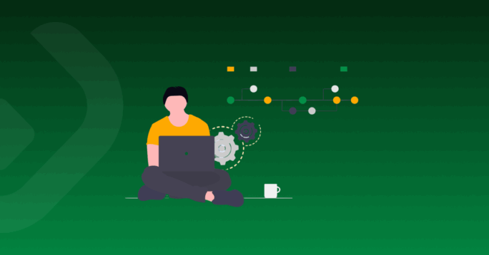 Technical blog banner for WP Desk with code and development tools theme