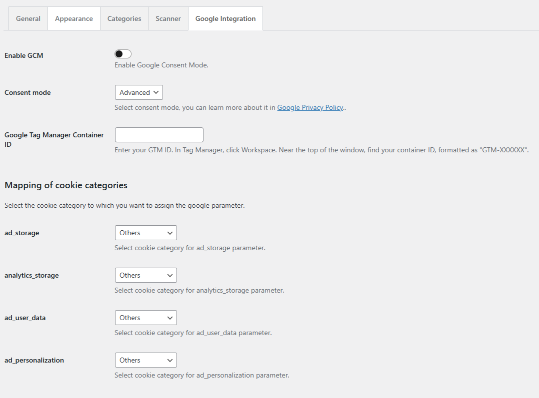 Flexible Cookies Google Integration