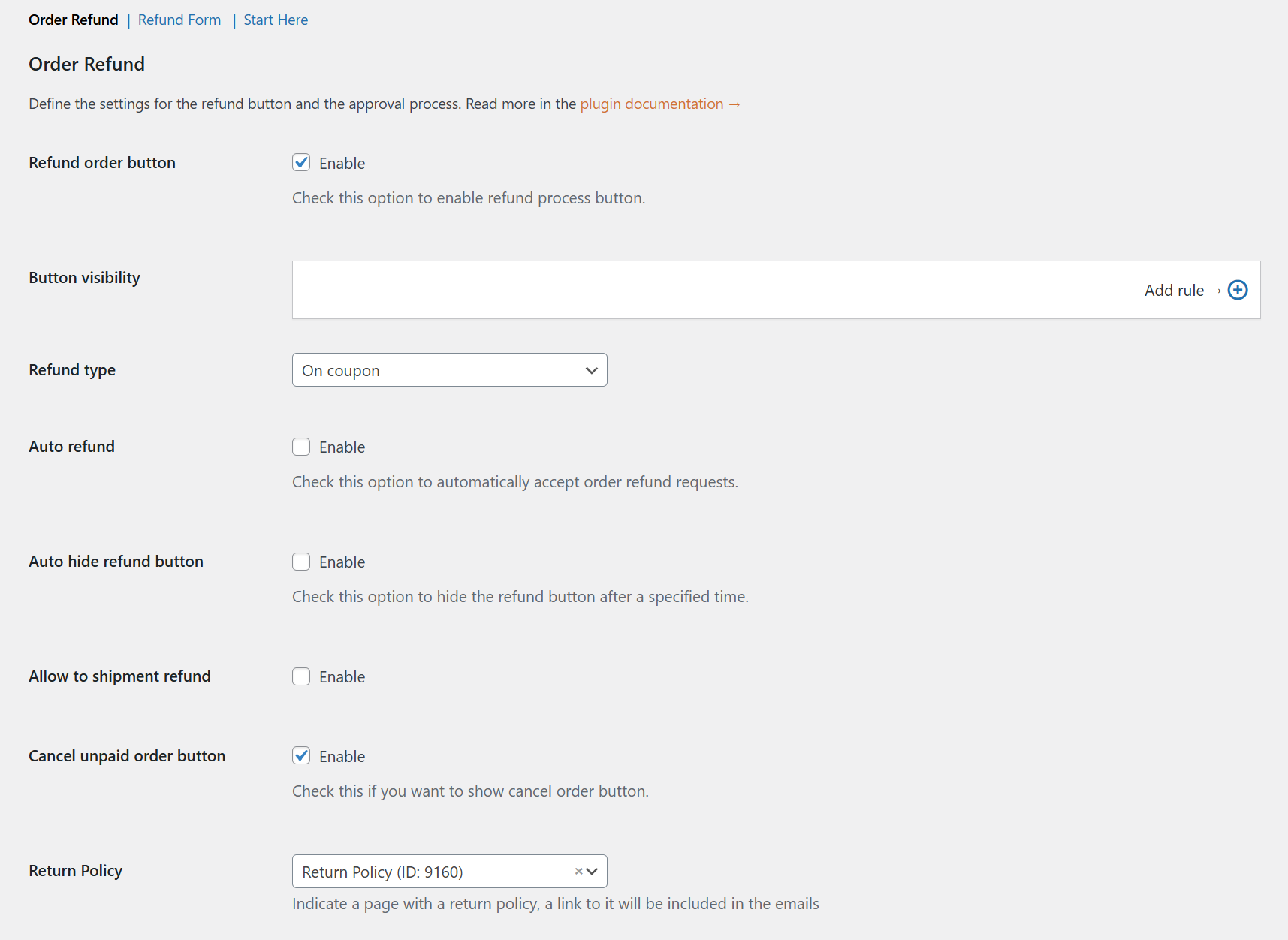  Flexible Refund and Return for WooCommerce - main settings