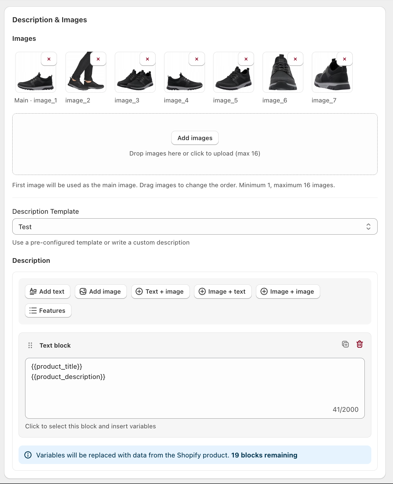 Allegro Shopify - product parameters