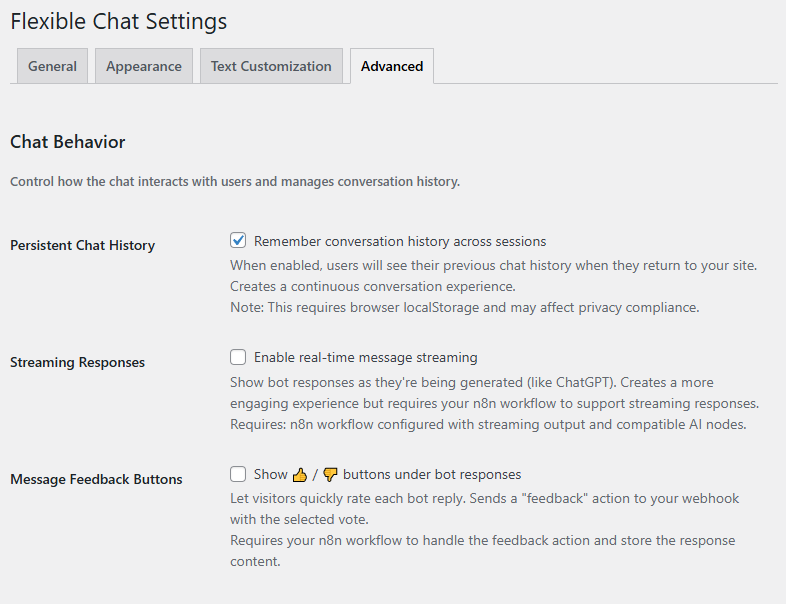 Flexible chat advanced