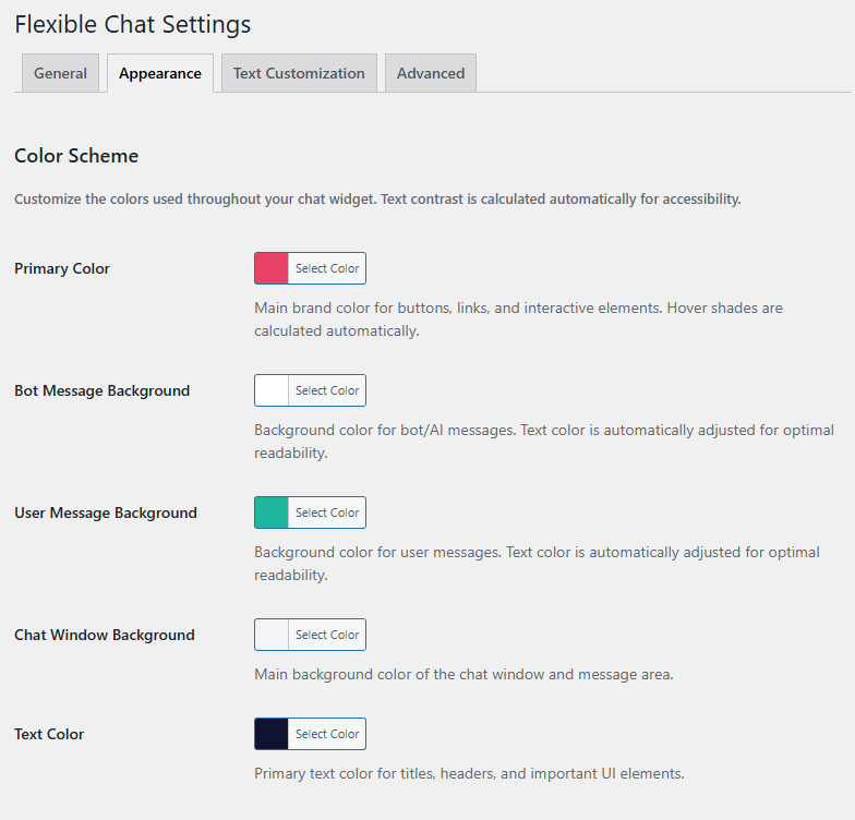 Flexible Chat apperance