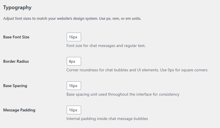 Flexible chat typography