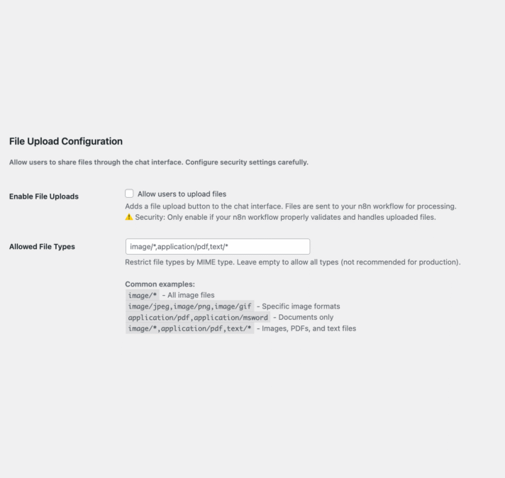 Chat settings panel with additional fields in Flexible Chat