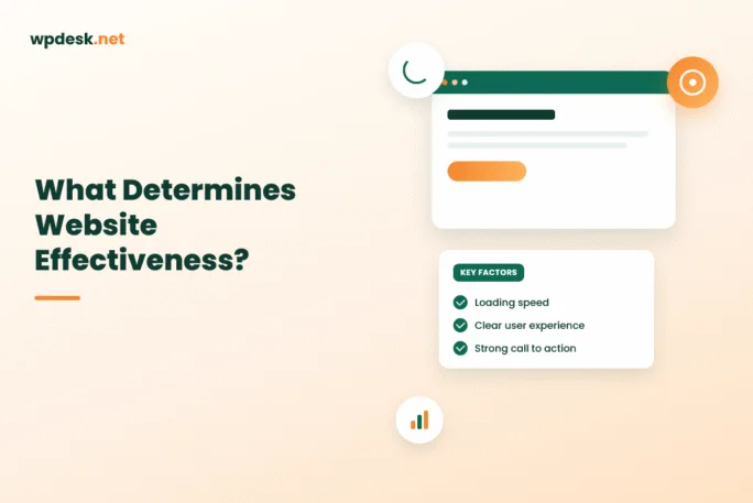 Infographic illustrating key factors of website effectiveness including UX, SEO, speed, and security