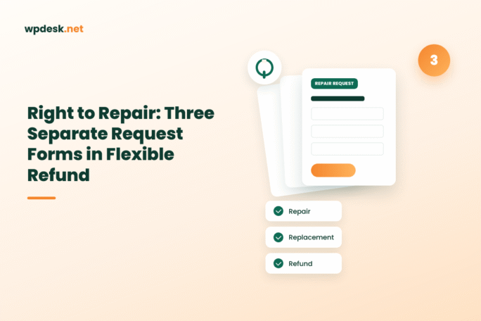 List of request forms with refund, reclamation and repair types in Flexible Refund Image description: Screenshot of the WordPress admin showing the new forms tab with three request types listed and individual toggles for each.