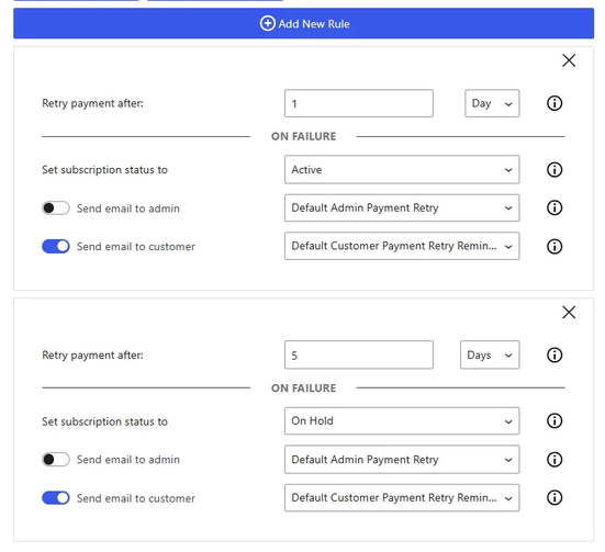  Subscription with a failed payment in the WooCommerce admin

